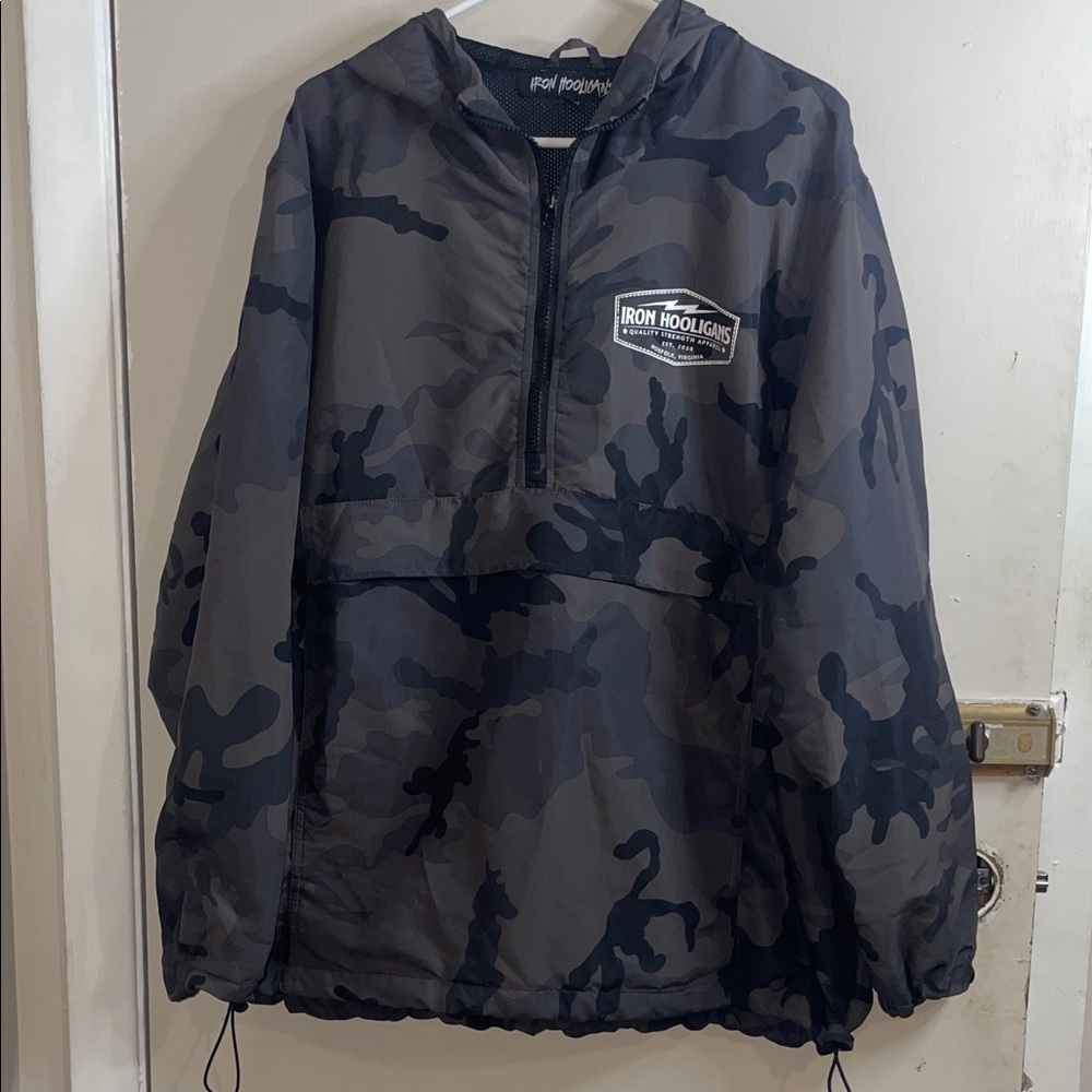 Iron Hooligans Men's Camo Windbreaker - Black and Gray